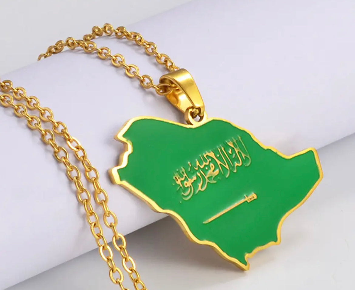Saudi Arabia Flag Necklace Chain Pendant