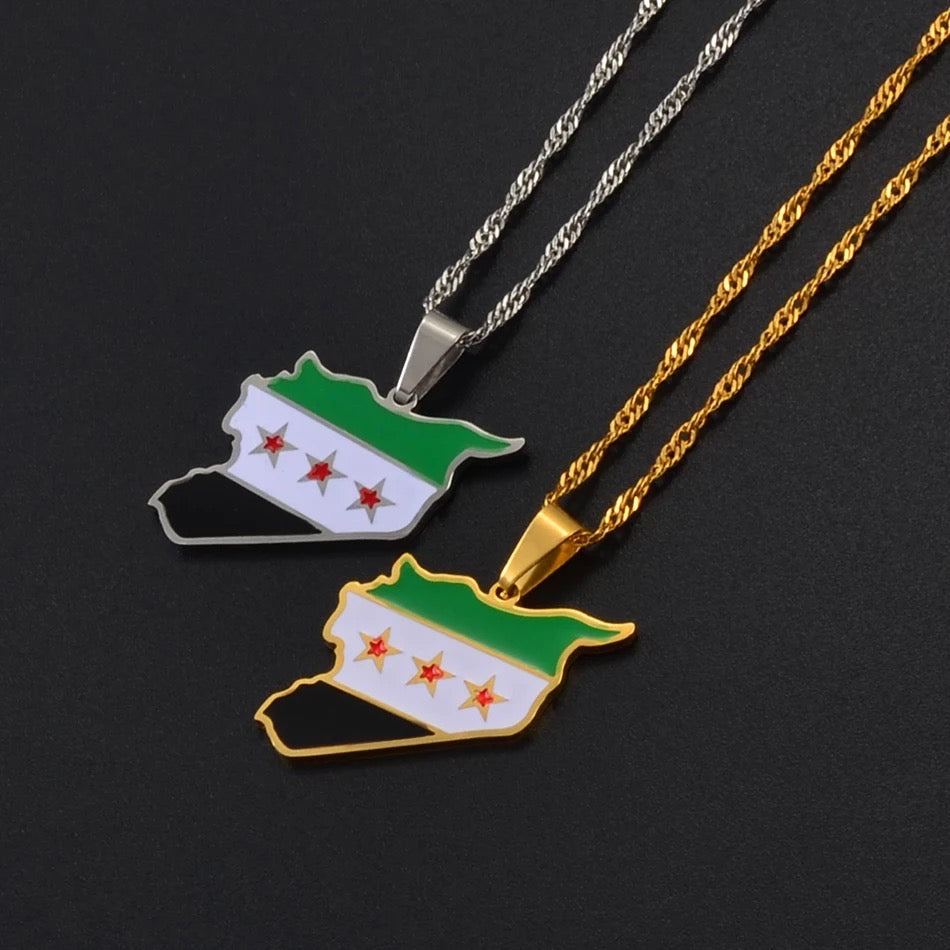 Syria Flag Necklace Chain Pendant