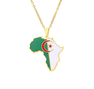 Algeria Africa Map Necklace Chain Pendant