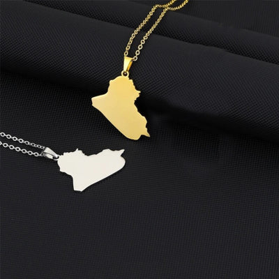 Iraq Solid Map Necklace Chain Pendant