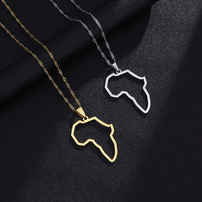 Africa Map Outline Necklace Chain Pendant