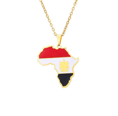Egypt Flag Africa Map Necklace Chain Pendant