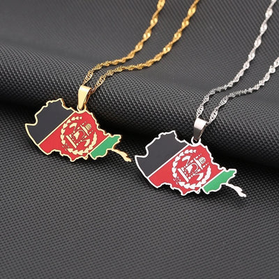 Afghanistan Map Flag 2.0 Necklace Chain Pendant