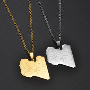 Libya Cities Map Necklace Chain Pendant