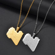 Libya Cities Map Necklace Chain Pendant