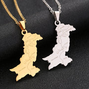 Pakistan "پاکستان" Urdu Cities Map Necklace Chain Pendant