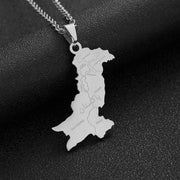 Pakistan "پاکستان" Urdu Cities Map Necklace Chain Pendant