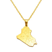 Iraq Cities Map Necklace Chain Pendant