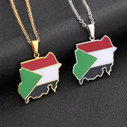 Sudan Map Flag Necklace Chain Pendant