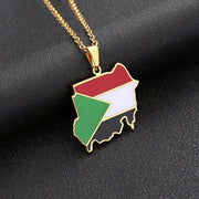 Sudan Map Flag Necklace Chain Pendant