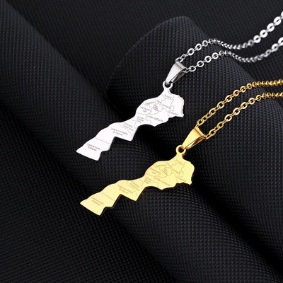 Morocco Cities Map Necklace Chain Pendant