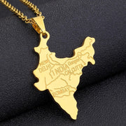 India Cities Map Necklace Chain Pendant