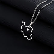 Iran Outline Heart Map Necklace Chain Pendant