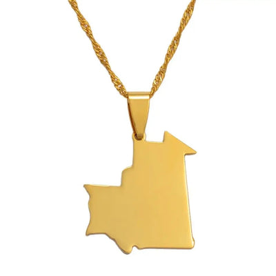 Mauritania Solid Map Necklace Chain Pendant