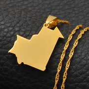 Mauritania Solid Map Necklace Chain Pendant