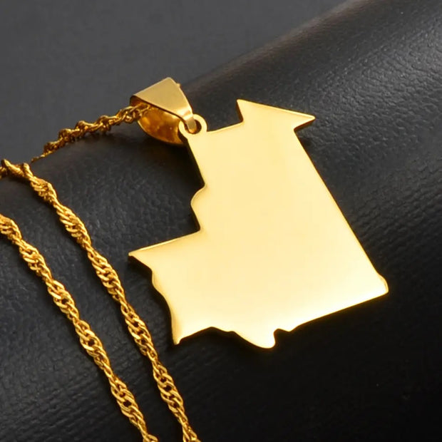 Mauritania Solid Map Necklace Chain Pendant