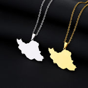 Iran Solid Map Necklace Chain Pendant