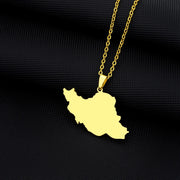 Iran Solid Map Necklace Chain Pendant