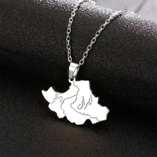 Iran Outline Heart Map Necklace Chain Pendant – Arabian Jewelry