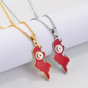 Tunisia Map Flag 2.0 Necklace Chain Pendant