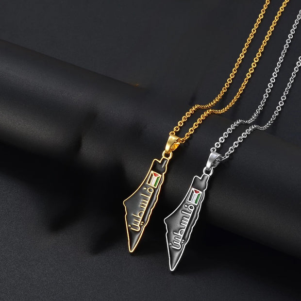 Palestine "فلسطين" Flag Necklace Chain Pendant