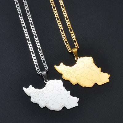 Iran Cities Map Necklace Chain Pendant