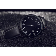 [Charcoal] Arabic Numeral Leather Watch