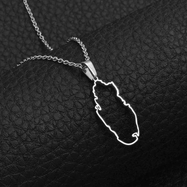 Qatar Outline Map Necklace Chain Pendant