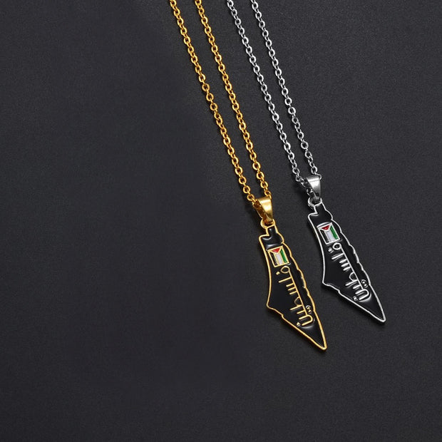 Palestine "فلسطين" Flag Necklace Chain Pendant