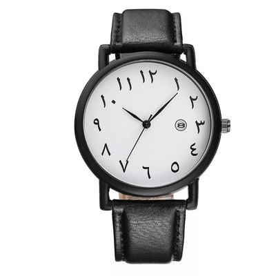 [Obsidian] Arabic Numeral Leather Watch