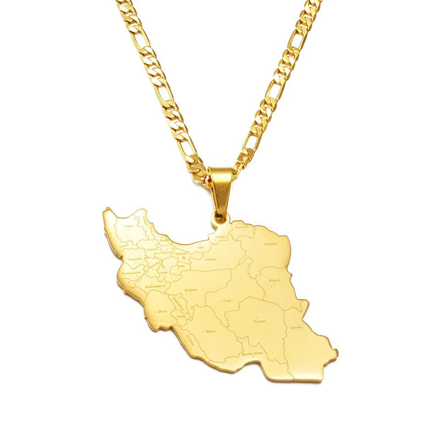 Iran Cities Map Necklace Chain Pendant