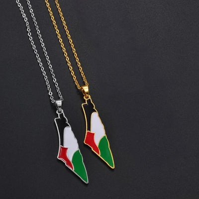 Palestine Map Flag 2.0 Necklace Chain Pendant