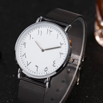 [Onyx] Arabic Numeral Mesh Watch Stainless Steel