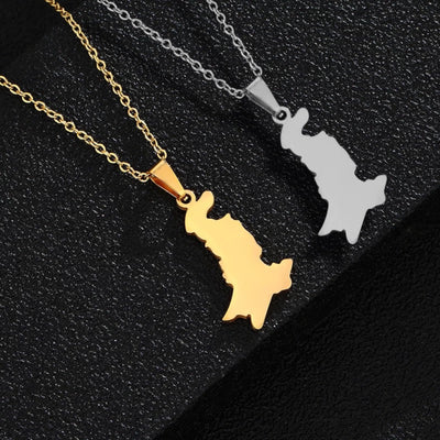 Pakistan Solid Map Necklace Chain Pendant