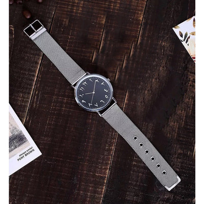 [Shadow] Arabic Numeral Mesh Watch Stainless Steel