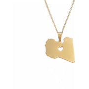 Libya Map Heart Necklace Chain Pendant