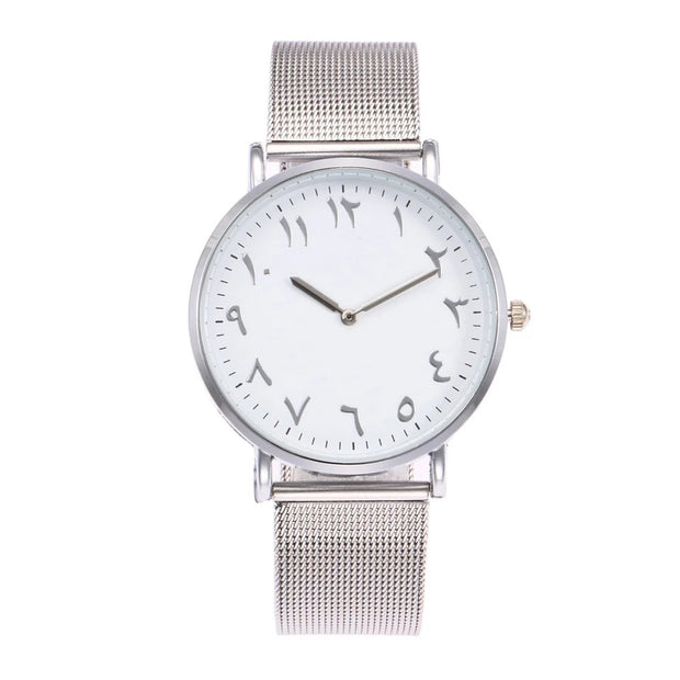 [Frosty] Arabic Numeral Mesh Watch Stainless Steel