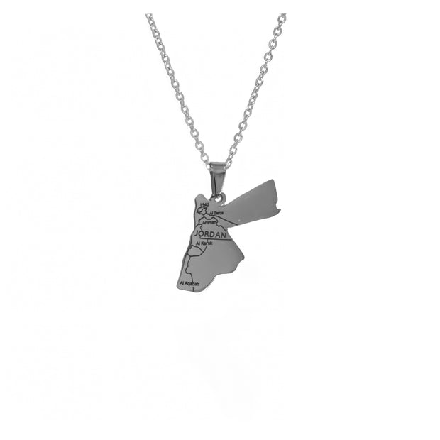 Jordan Cities Map Necklace Chain Pendant