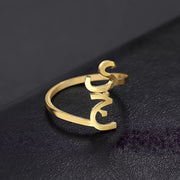 Personalized Arabic Custom Letter Initials Couple Ring