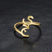 Personalized Arabic Custom Letter Initials Couple Ring