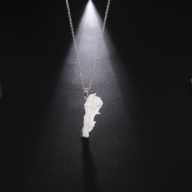 Lebanon "لبنان" Map Necklace Chain Pendant