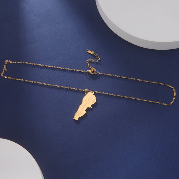 Lebanon "لبنان" Map Necklace Chain Pendant