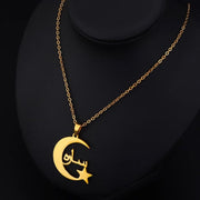 Personalized Arabic Custom Name Moon Hilal Necklace