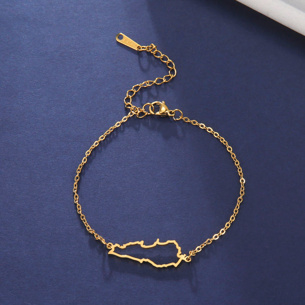 Lebanon Outline Map Bracelet Chain