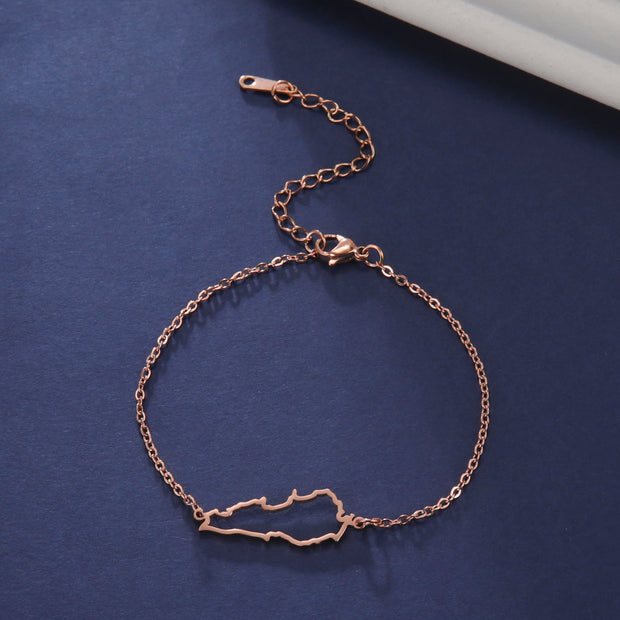 Lebanon Outline Map Bracelet Chain