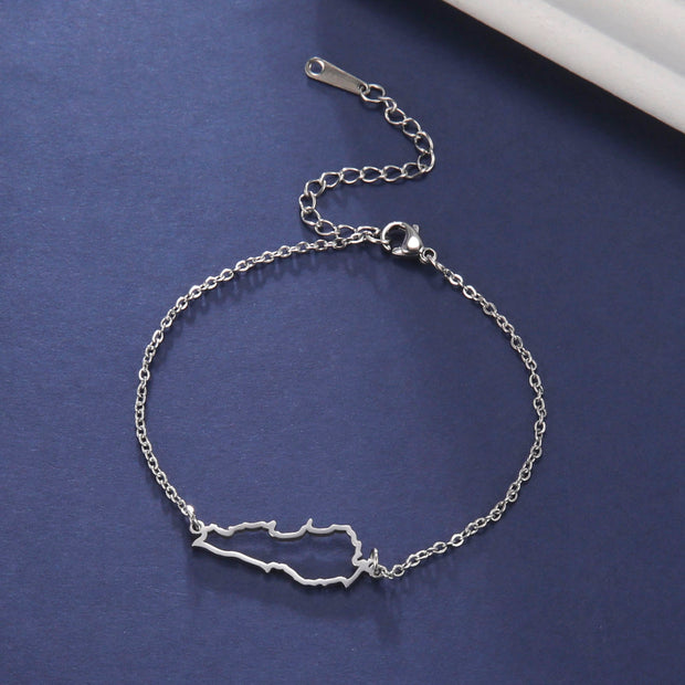 Lebanon Outline Map Bracelet Chain