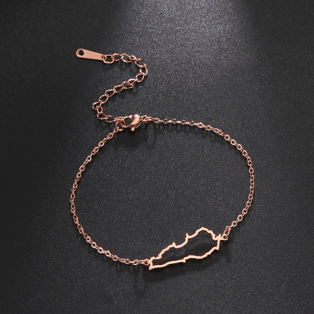 Lebanon Outline Map Bracelet Chain