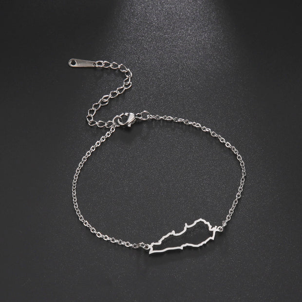 Lebanon Outline Map Bracelet Chain