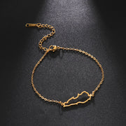 Lebanon Outline Map Bracelet Chain