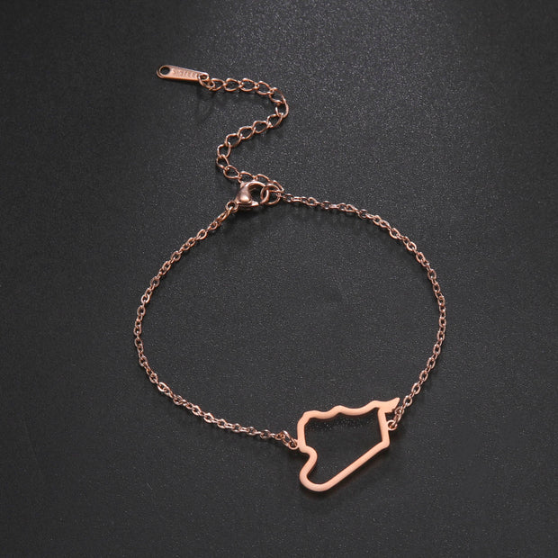 Syria Map Outline Bracelet Chain